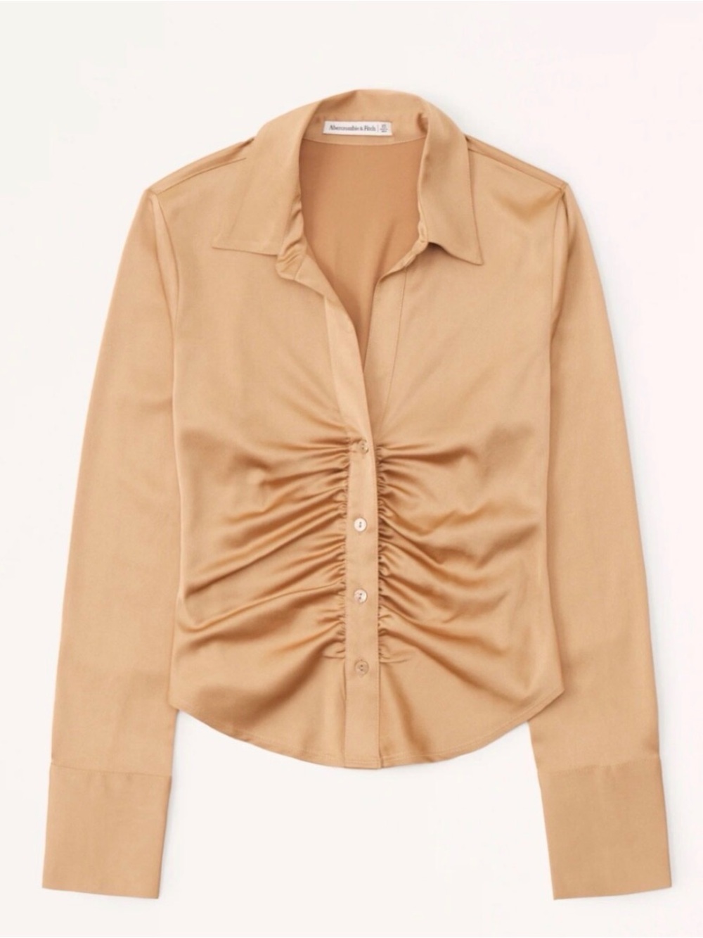 Abercrombie & Fitch Gold Ruched Button-Front Shirt